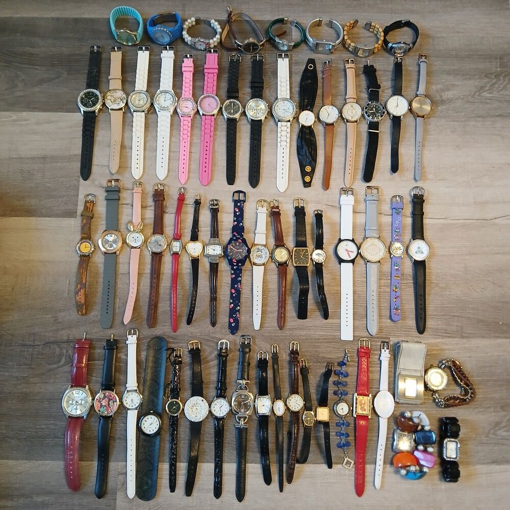 Bulk Lot 55+ Womens Watches For Parts Repair Craft Fossil Pulsar Anne Klein - B3
